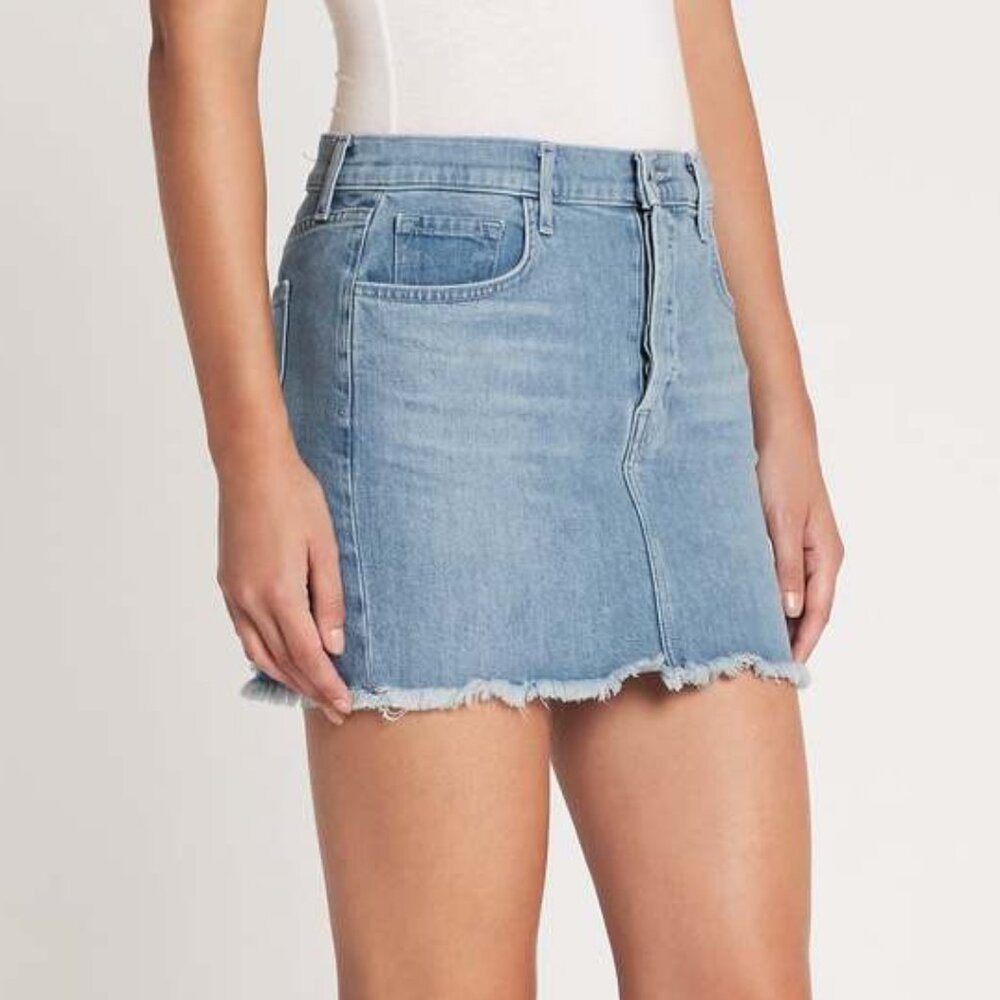 J BRAND Women Size 28 6 Blue Bonny Mini SKIRT in Andromeda wash EUC RT $251